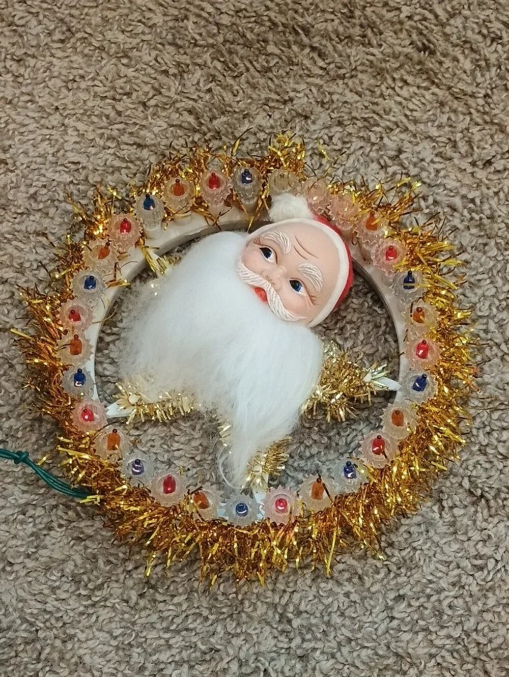 Vintage Santa Plaque Multicolor Holiday Light Decoration